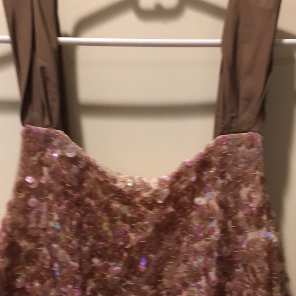 BCBG Maxazria sequin soft pink/plum lovely dress size10 silk needs some mending - Picture 4 of 14